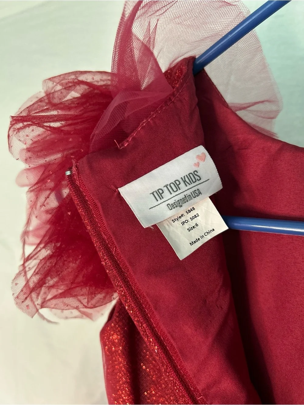 Tip Top Kids Red Sequin Glitz Pageant Tutu Gown Dress 6 Holiday Party